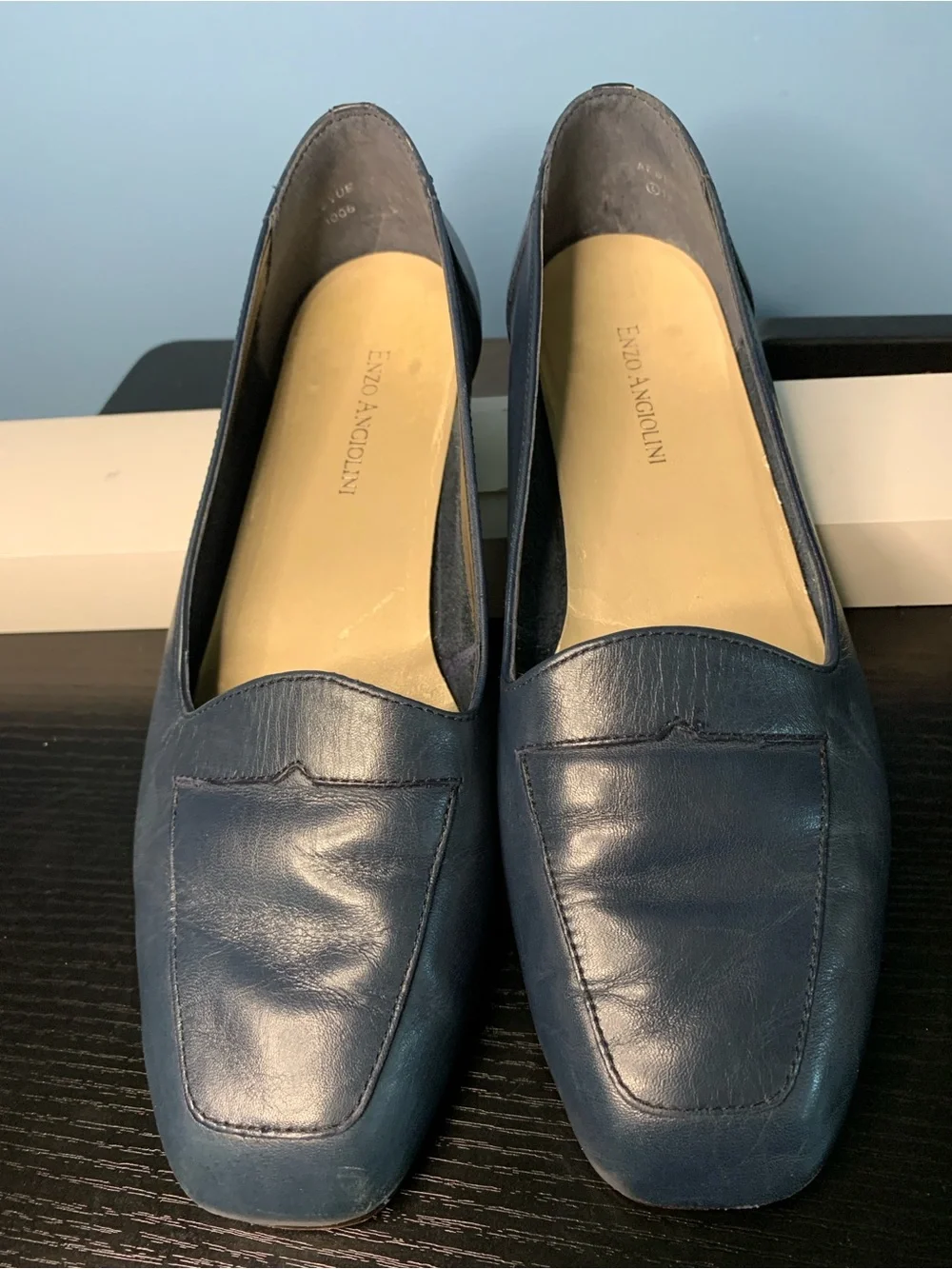 Enzo Angiolini Navy Leather Loafers